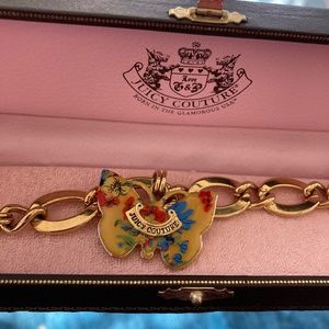 Juicy Couture Vtg Floral Butterfly Charm Bracelet